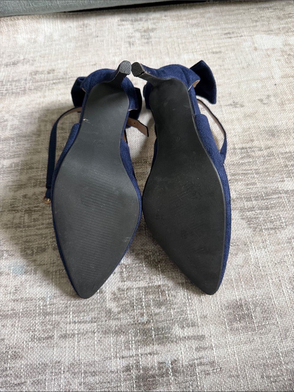 Navy faux Suede Pointed Toe Ankle Tie Pumps by Coleter - Picture 6 of 6